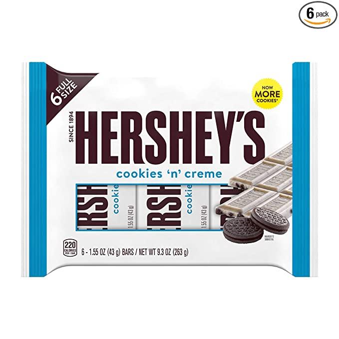 Hershey's Cookies N Creme Chocolate Snack Bars 6pk 263g
