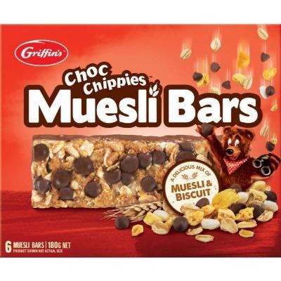 Griffins Cookie Bear Chocolate Chippies Muesli Bars 6pk 180g