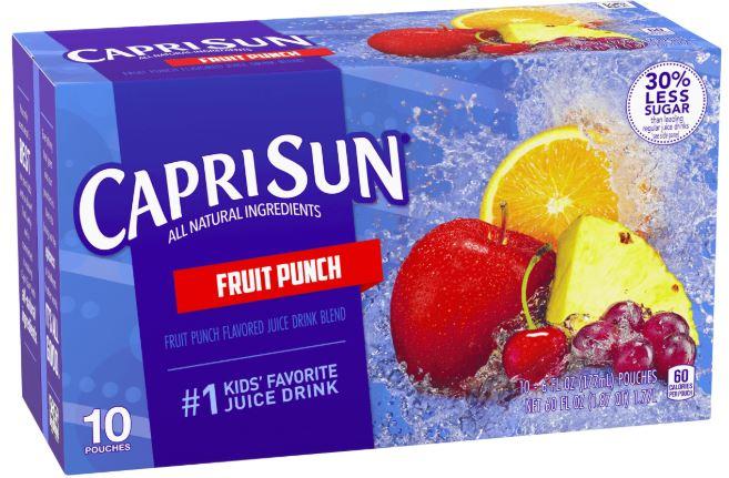 Capri Sun Fruit Punch Flavored Juice Drink 30% Less Sugar 6 fl oz x 10