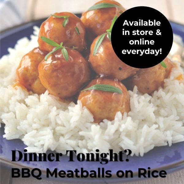 Dinner T BBQ Meatballs on Rice 4-6 Serve