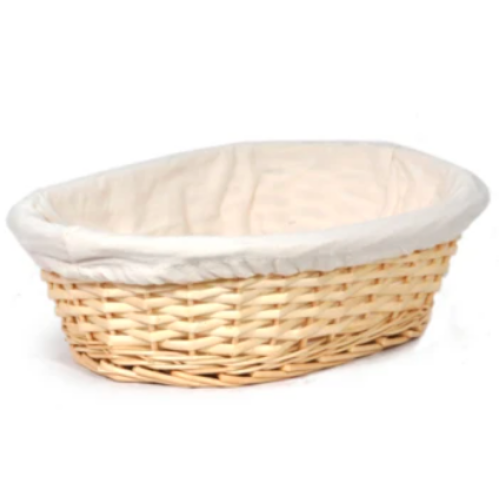 Large Oval Basket with Cloth Liner Natural