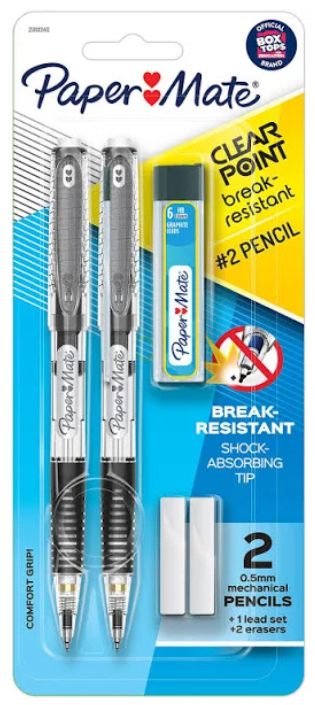 Paper Mate Clear Point Break- Resistant #2 Mechanical Pencils 2 ct
