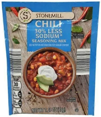 Stonemill 30% Less Sodium Chili Seasoning Mix 1.25oz