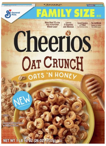 General Mills Oat Crunch Oats 'N Honey Cheerios Cereal 26 oz