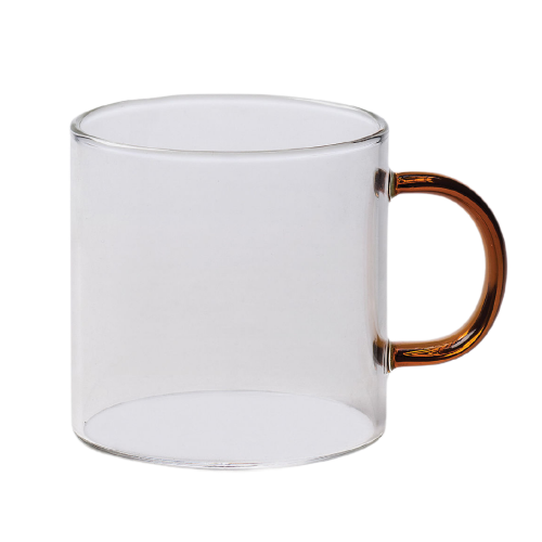 Citta Mug w Coloured Handle Clear/Amber 8cmdiax8cmh