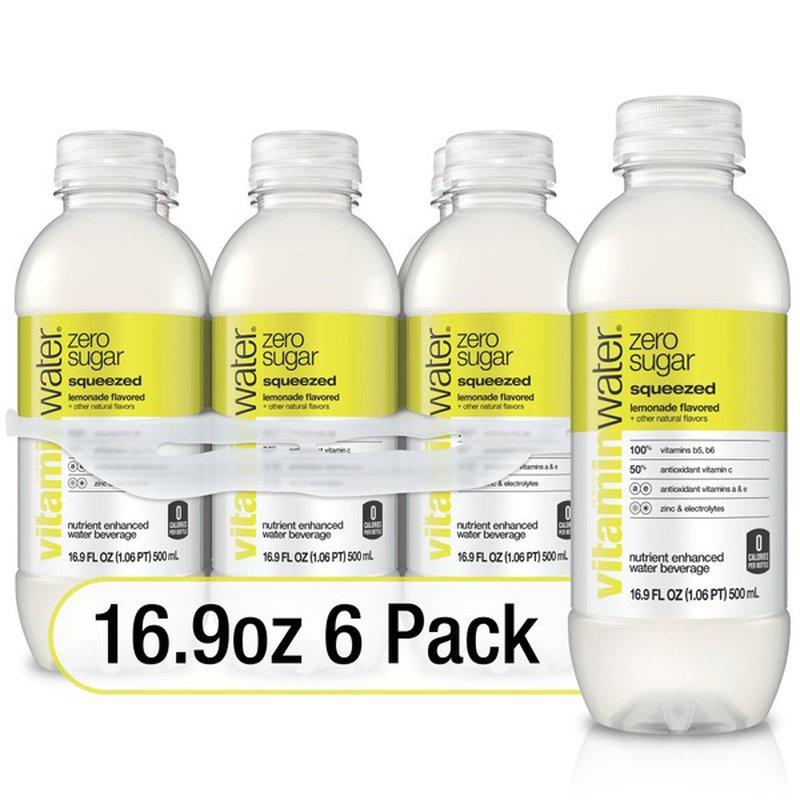 Glaceau Vitamin Water Zero Sugar Squeezed Lemonade Flavored Nutrient Enhanced Water Beverage 16.9fl oz 6pk
