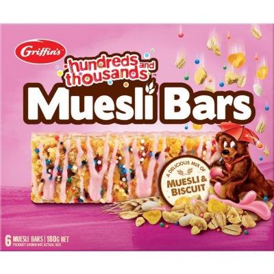 Griffins Cookie Bear Hundreds & Thousands Muesli Bars 6pk 180g