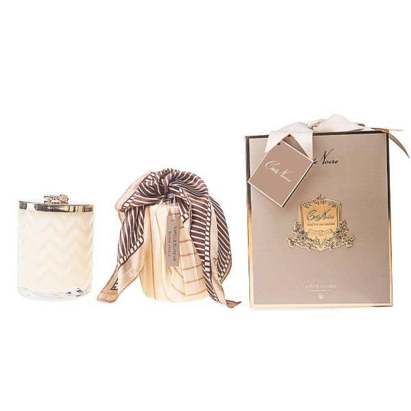 Cote Noire CREAM Herringbone Candle with Scarf