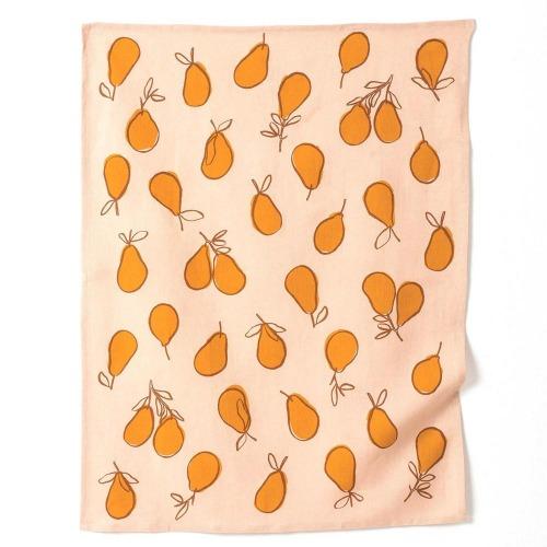 Pear Linen Blend Tea Towel Almond /Pumpkin 55x75cm