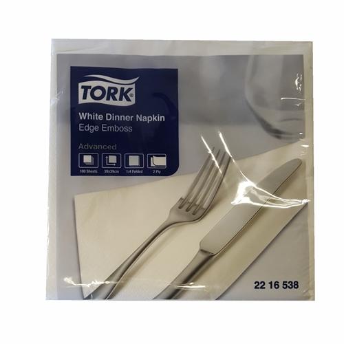 Tork White Dinner Napkin Edge Emboss 100pk