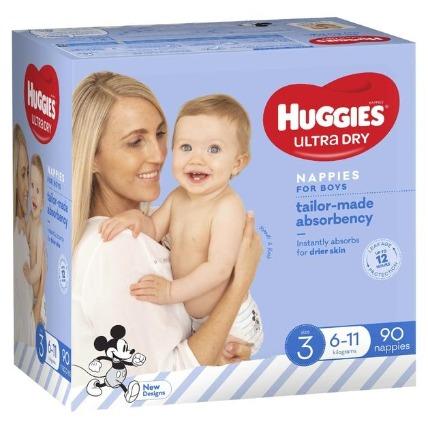 Huggies Ultra Dry Crawler Boy Size 3 Nappies 22pk