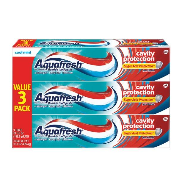 Aquafresh Fluoride Toothpaste Cavity Protection Cool Mint 5.6 oz 3 ct