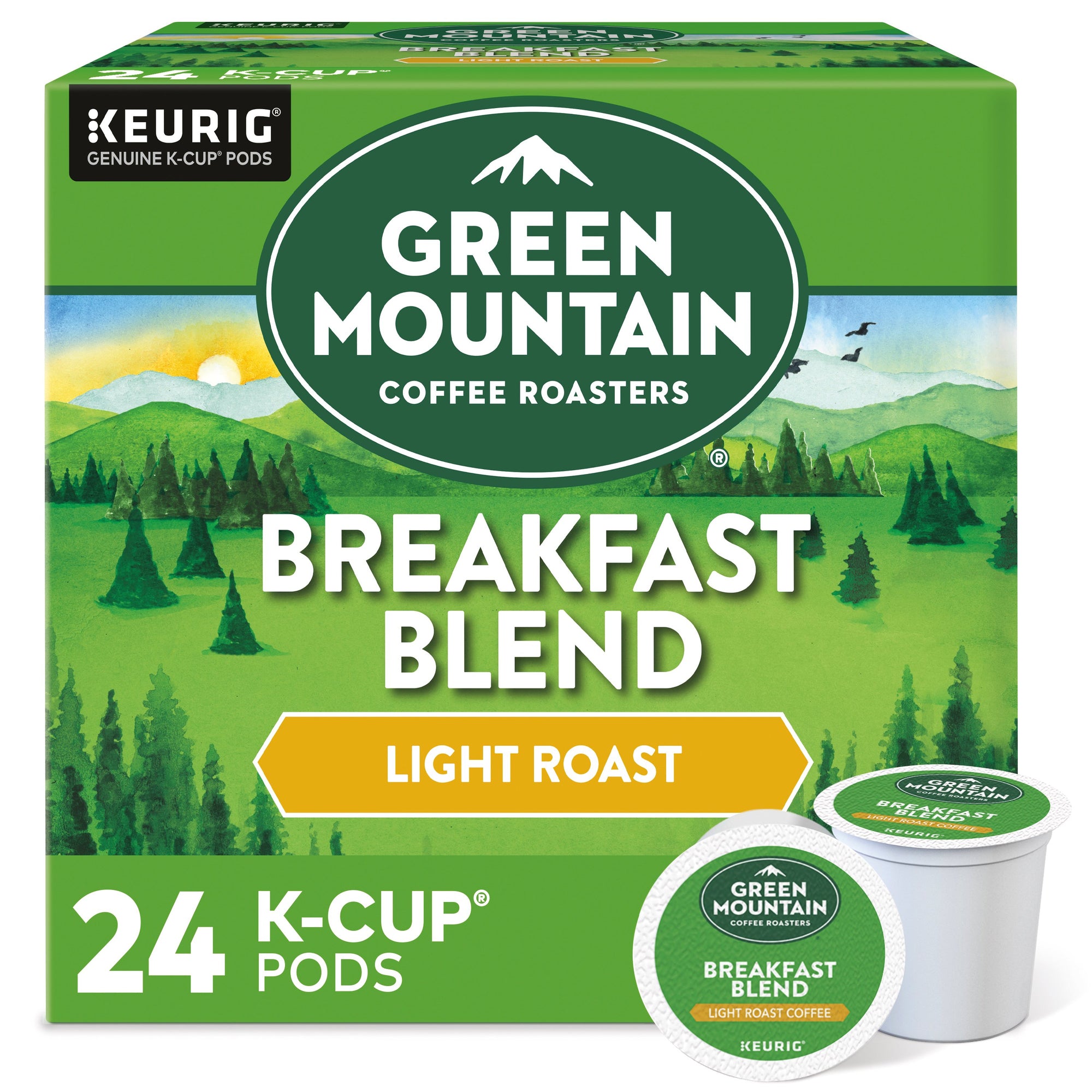 Keurig Green Mountain Breakfast Blend Light Roast K-Cups Coffee, 24 Pods