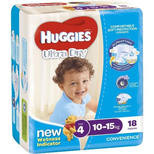 Huggies Ultra Dry Toddler Boy Size 4 Nappies 18pk