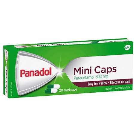 Panadol Mini Caps Paracetamol 500mg Capsules 20pk