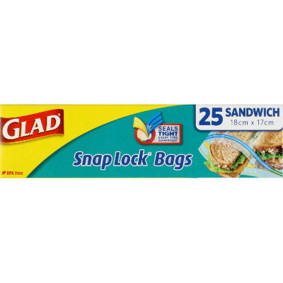 Glad Snaplock Sandwich Bags 25pk 18cm x 17cm