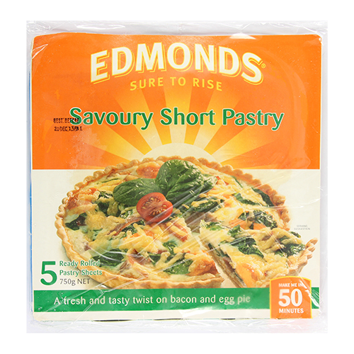 Edmonds Savoury Short Pastry Reduced Fat 5/Sheets 750g