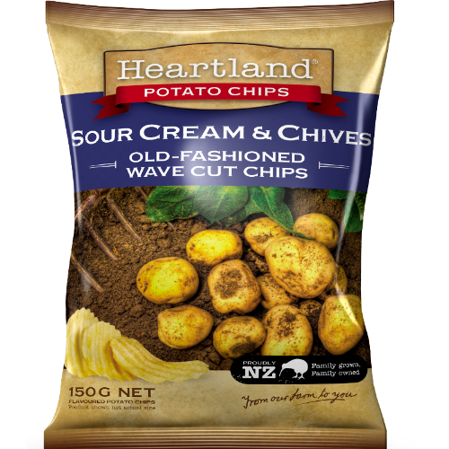 Heartland Sour Cream & Chives Old-Fashioned Wave Cut Chips 150g