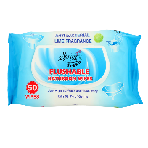 Spring Fresh Lime Flushable Bathroom Cleaning Wipes 50pk