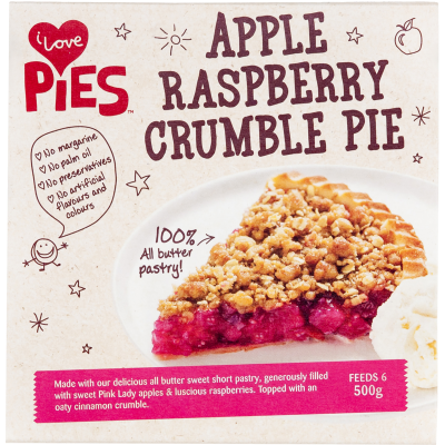 I Love Pies Frozen Apple Raspberry Crumble Pie 500g