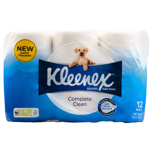 Kleenex Complete Clean White Toilet Tissues 12pk