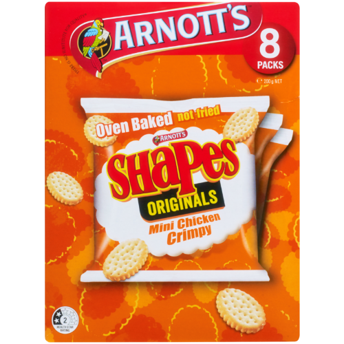 Arnotts Shapes Mini Chicken Crimpy Crackers 8pk 200g