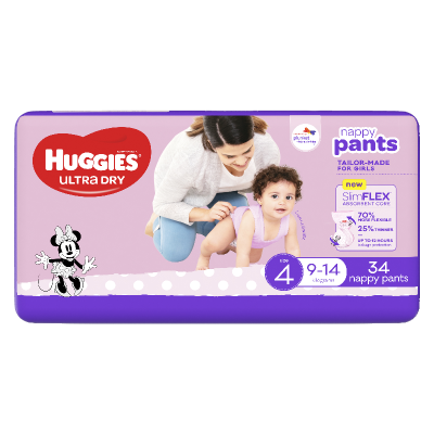 Huggies Ultra Dry Toddler Girl Size 4 Nappy Pants 34pk