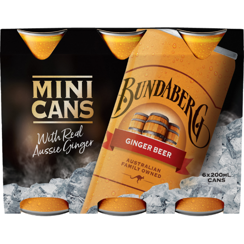 Bundaberg Ginger Beer Mini Cans 6pk x 200ml