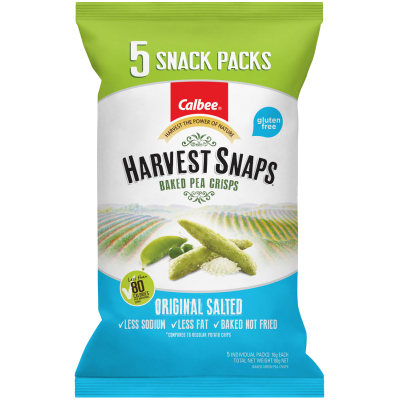 Calbee Harvest Snaps Original Salted Baked Pea Crisps 5pk 90g