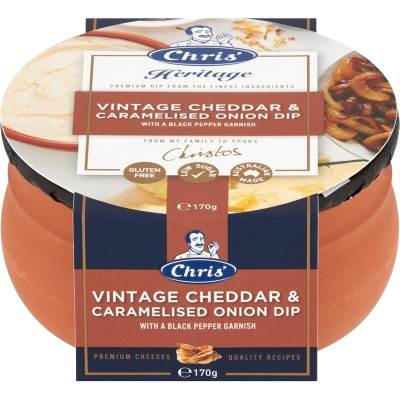 Chris Heritage Vintage Cheddar & Caramelised Onion Dip 170g