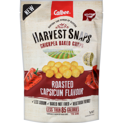 Calbee Harvest Snaps Roasted Capsicum Chickpea Baked Crisps 75g