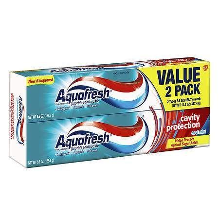 Aquafresh Fluoride Toothpaste Cavity Protection Cool Mint 5.6oz 2ct