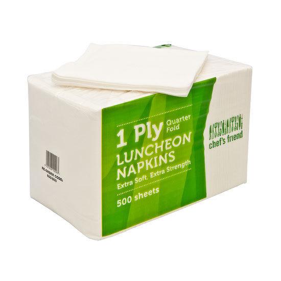 Chefs Friend Serviettes White 1/4 Fold