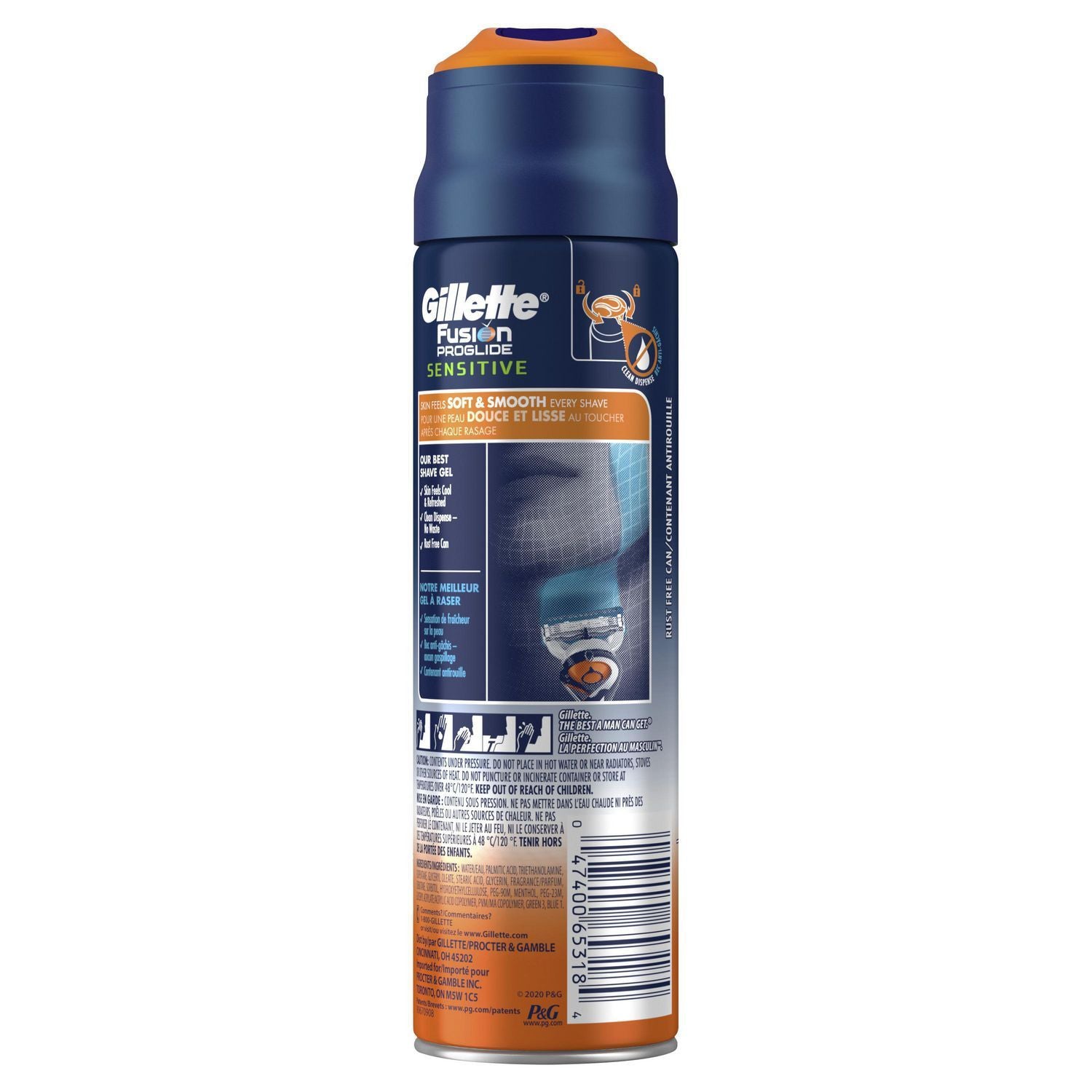 Gillette Fusion Proglide Sensitive 2 in 1 Shave Gel Alpine Clean 6oz