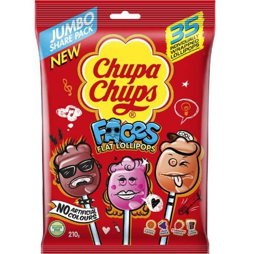 Chuppa Chups Faces Flat Lollipops 35pk 210g