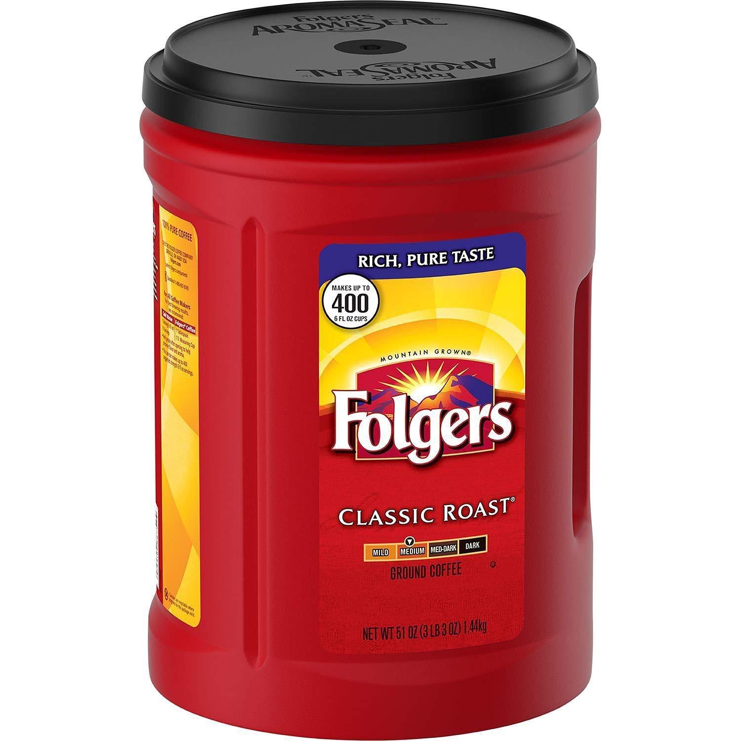 Folgers Classic Roast Medium Ground Coffee 51 oz (3 lb 3 oz)