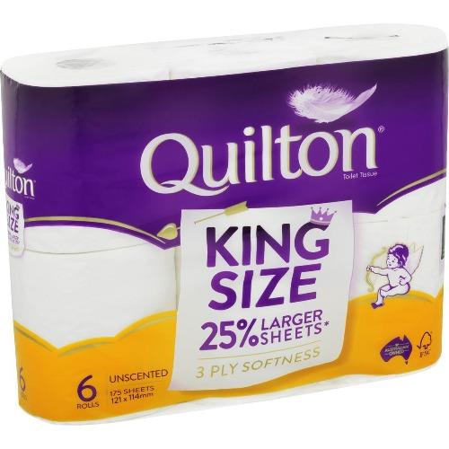 Quilton King Size Toilet Paper 3ply 6pk