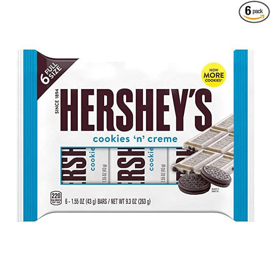 Hershey's Cookies N Creme Chocolate Snack Bars 6pk 263g