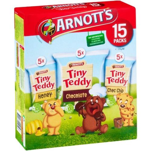 Arnotts Tiny Teddy Plain Biscuits Variety 15pk