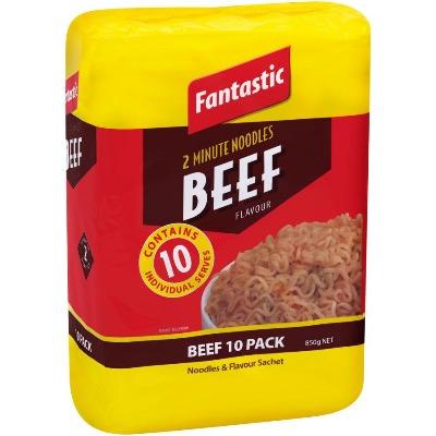 Fantastic 2 Minute Beef Flavour Noodles 10pk 850g