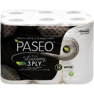 Paseo Toilet Paper 12pk White 3ply