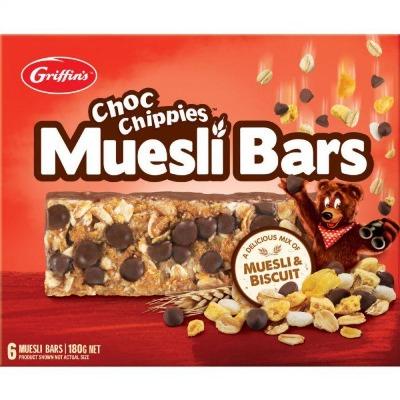 Griffins Cookie Bear Chocolate Chippies  Muesli Bars 6pk 180g