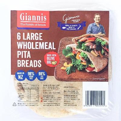 Giannis Pita Breads Wholemeal 6pk