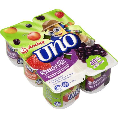 Uno SBerry, Mx Berry, Peach Mango Yoghurt 6 x 150g