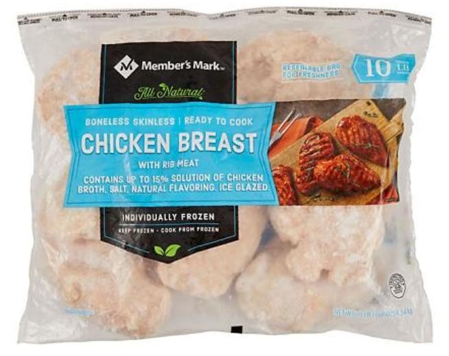 Member's Mark Boneless Skinless Chicken Breast with Rib Meat 10 LB Bag