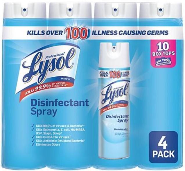 Lysol Disinfectant Spray Crisp Linen scent - 19 oz - 4 pk