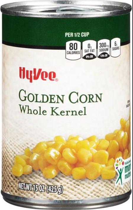 Hyvee Golden Corn Whole Kernel Canned Vegetables