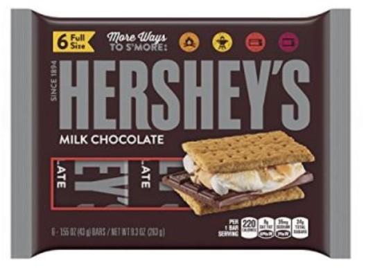 Hershey's Milk Chocolate Candy Bar 1.55oz Bars x 6