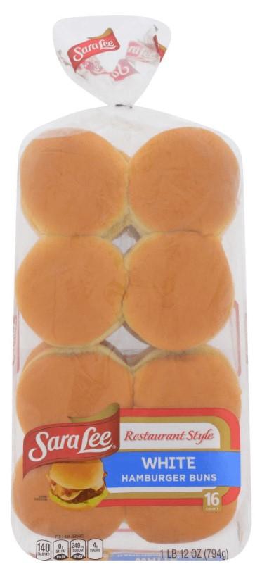 Sara Lee Restaurant Style White Hamburger Buns, 16 ct