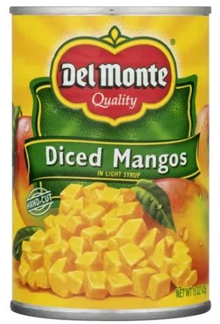 Del Monte Diced Mangos in Extra Light Syrup, 15 oz